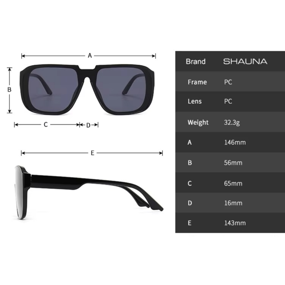 Lentes de Sol Shauna SH232218 Hombre Cuadrado Urbano UV400