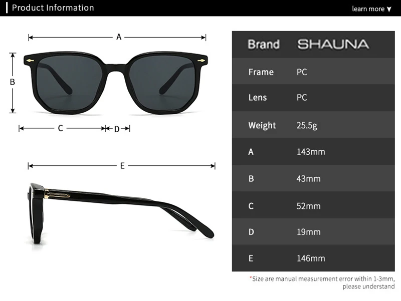 Lentes de Sol Shauna SH403306 Mujer Cuadrado Vintage UV400