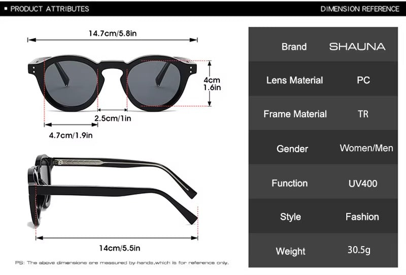 Lentes de Sol Shauna SH511038 Unisex Redondo TR90 Retro UV400